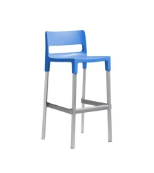 Hoker Divo niebieski 75 cm z oparciem nowoczesny do kuchni i wyspy sztaplowany SCAB Design