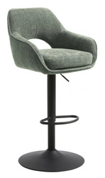 Hoker Cowley zielony regulowany z oparciem do kuchni na czarnej nodze