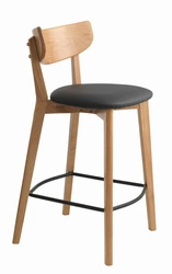 Hoker Ropet czarny tapicerowany z oparciem do kuchni nowoczesny dąb 67 cm