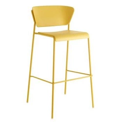 Hoker z oparciem Lisa 75 cm żółty nowoczesny do kuchni i wyspy, metalowy, sztaplowany SCAB Design