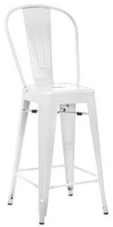 Hoker Paris Back 66 cm biały metalowy z oparciem do wyspy kuchennej inspirowany Tolix industrialny D2.DESIGN
