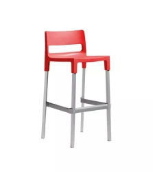 Hoker Divo 75 cm czerwony nowoczesny z oparciem do kuchni i wyspy, sztaplowany SCAB Design