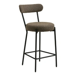 Hoker Badalona tapicerowany bouclé brązowy 65 cm do kuchni loft