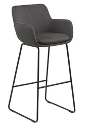 Hoker tapicerowany z oparciem Lisa Actona szary glamour do kuchni i jadalni 76 cm