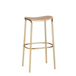 Hoker bez oparcia Trick wood 65 cm nowoczesny drewniany na złotych nogach do kuchni SCAB Design
