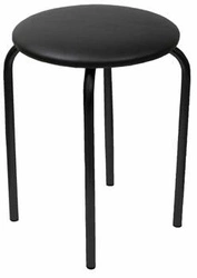 Taboret do toaletki Francis VIC czarny loftowy z ekoskóry i metalu, niski do salonu