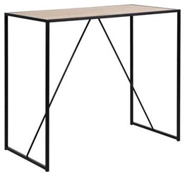 Stół barowy Seaford do kuchni i jadalni, nowoczesny industrialny, czarny z blatem dąb 120 cm