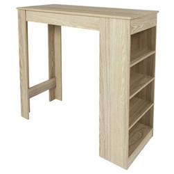 Stół barowy Blox naturalny z półkami do kuchni i salonu nowoczesny prostokątny 115 cm