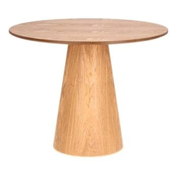 Stół okrągły Soleilo 80 cm naturalny dąb na jednej nodze do salonu i kawiarni Intesi