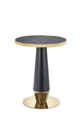 Stół okrągły do jadalni Nasoma czarny marmur nowoczesny glamour na jednej nodze Intesi