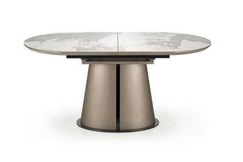 Stół rozkładany do jadalni Bonnel nowoczesny beżowy marmur owalny 160-200 cm Intesi
