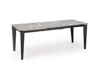 Stół rozkładany do jadalni Asniki nowoczesny czarny marmur spiek metalowe nogi 201x81 cm Intesi
