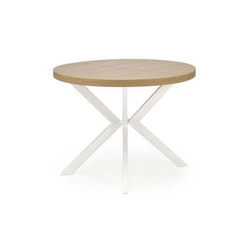 Stół okrągły rozkładany Roni Intesi 100-250 cm dąb złoty biały nowoczesny do jadalni