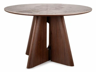 Stół okrągły Leban 120 cm marmur do jadalni nowoczesny orzech