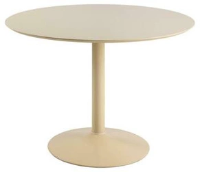 Stół okrągły do jadalni Ibiza 110 cm beżowy nowoczesny na jednej nodze Actona MDF metal