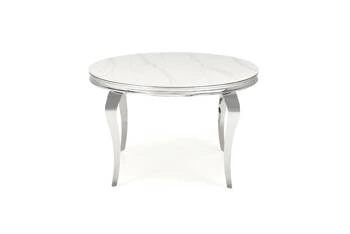 Stół okrągły szklany Munya 120 cm biały glamour do jadalni i salonu nowoczesny Intesi