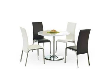 Stół okrągły do jadalni Izab biały glamour na jednej nodze 90 cm nowoczesny Intesi