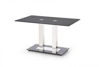 Stół do jadalni glamour Walter czarny szklany blat na jednej nodze 130x80 cm Intesi