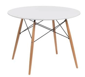 Stół okrągły do kuchni i jadalni Intesi DTW 100 cm biały blat drewniane nogi skandynawski