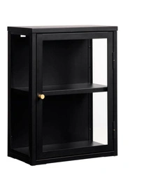 Carmel czarna witryna wisząca do salonu loftowa ze szkłem 45 cm