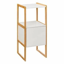 Biała szafka łazienkowa stojąca Natureo 80 cm z drewna bambusowego, nowoczesna do małej łazienki
