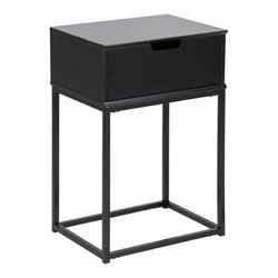 Szafka nocna Mitra Actona w czarnym matowym wykończeniu, skandynawski styl z 1 szufladą, szer. 40 cm