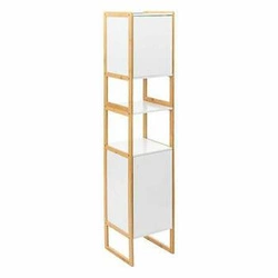 Wąska biała szafka łazienkowa stojąca Natureo 170 cm z drewna bambusowego 5five simply smart
