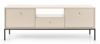 Szafka RTV Evora beżowa nowoczesna na wysokich nogach z szufladą do salonu 154 cm Intesi