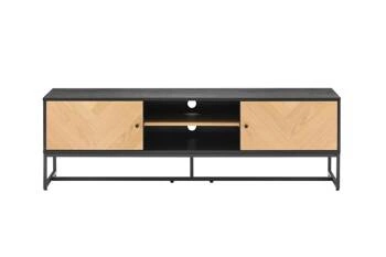 Szafka RTV Clar 160 cm nowoczesna drewniana stojąca do salonu dąb czarna Intesi