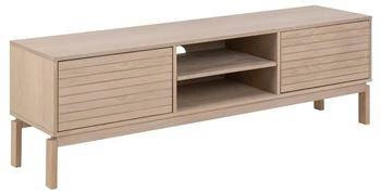 Szafka RTV drewniana Linley dąb bielony 160 cm nowoczesna stojąca do salonu z lamelami