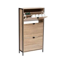 Szafka na buty Aliaj 3-drzwiowa wysoka, loftowa naturalna i czarna do przedpokoju 5five