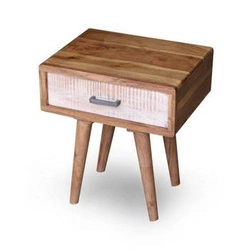 Szafka nocna drewniana 45 cm z szufladą skandynawska akacja brązowa Intesi