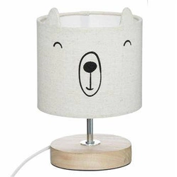 Lampka nocna Bear kremowa nowoczesna do pokoju dziecka z abażurem Atmosphera drewno 21 cm