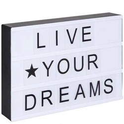 Lampka nocna do sypialni Atmosphera Kira Lightbox nowoczesna biała personalizowana 30x22 cm