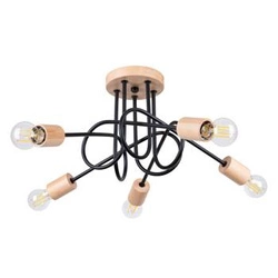 Żyrandol EMBER 5 czarny drewniany nowoczesny do salonu i jadalni SOLLUX LIGHTING