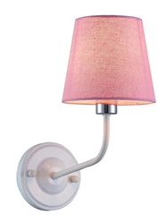 Kinkiet ścienny glamour York biały z różowym kloszem do sypialni i salonu Ledea 33 cm