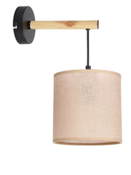 Kinkiet ścienny Combi nowoczesny czarny z beżowym abażurem do sypialni i salonu CANDELLUX