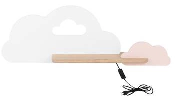 Kinkiet ścienny LED Cloud klasyczny drewniany biało-różowy do pokoju dziecięcego 5W 4000K