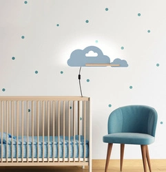 Kinkiet drewniany Cloud LED 5W niebieski do pokoju dziecięcego nowoczesny z MDF CANDELLUX