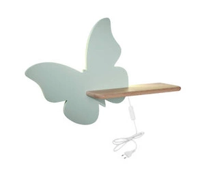 Kinkiet ścienny LED Butterfly miętowy drewniany do pokoju dziecięcego 40cm CANDELLUX