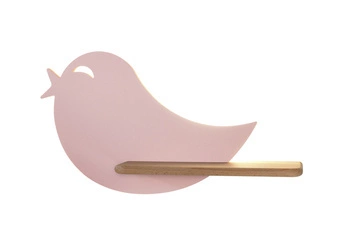 Kinkiet ścienny LED Bird różowy drewniany do pokoju dziecięcego CANDELLUX 5W 4000K