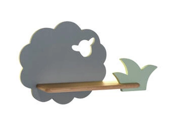 Kinkiet ścienny LED Sheep 5W szaro-zielony klasyczny drewniany do pokoju dziecięcego