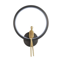 Kinkiet ścienny LED AMICI RING Step into Design czarno-złoty glamour do salonu 27 cm