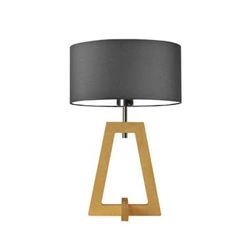 Lampka nocna Clio nowoczesna drewniana z abażurem grafitowym do sypialni lub salonu personalizowana