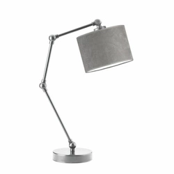 Lampka nocna ASMARA VELUR szara nowoczesna z welurowym abażurem i regulacją do sypialni Lysne