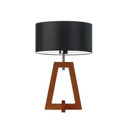 Lampka nocna do sypialni Clio czarna glamour z abażurem i drewnianą mahoniową podstawą LYSNE