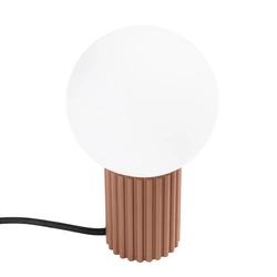 Nowoczesna lampa biurkowa HALO mocca beżowa z aluminium i szkła do sypialni i biura SOLLUX