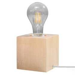 Lampka biurkowa z naturalnego drewna Ariz Sollux nowoczesna lampa na biurko do sypialni