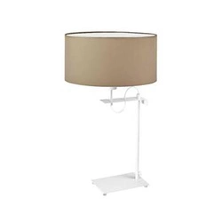 Lampka nocna do sypialni Alaska nowoczesna beżowa z abażurem biała podstawa 55 cm LYSNE