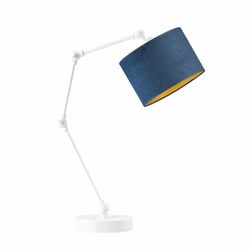 Lampka nocna ASMARA VELUR GOLD niebieska welurowa z regulacją wysokości do sypialni Lysne